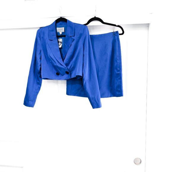 Anthropologie X Mare Mare Blue Satin Blazer and Mini Skirt Set in Small NWT - Picture 14 of 15